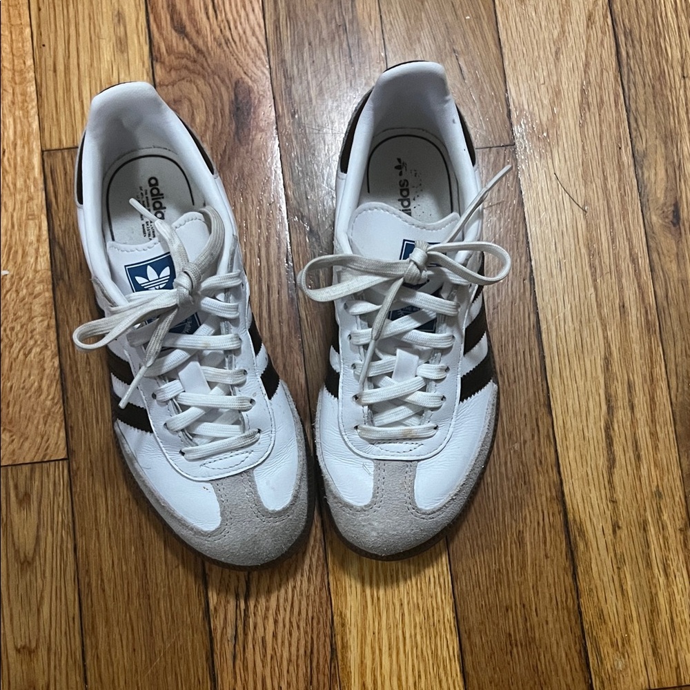 Kids Adidas White and Black Sambas